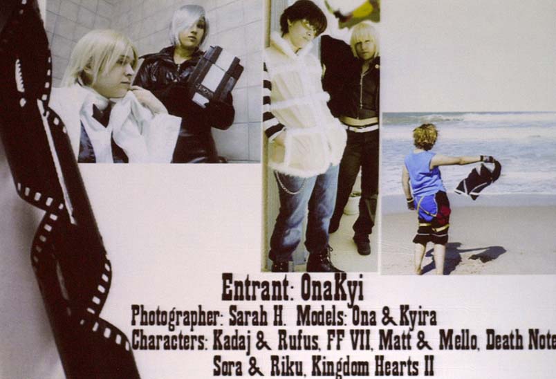Entrant: OnaKyi; Photographer: Sarah H.; Models: Ona & Kyira; Characters: Kadaj & Rufus - FF VII, Matt & Mello - Death Note, Sora & Riku - Kingdom Hearts II